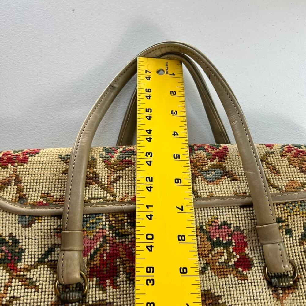 Olla Handbag Twist Lock Floral Tapestry Double Handle Inner Divider Outer Pocket - Picture 12 of 13